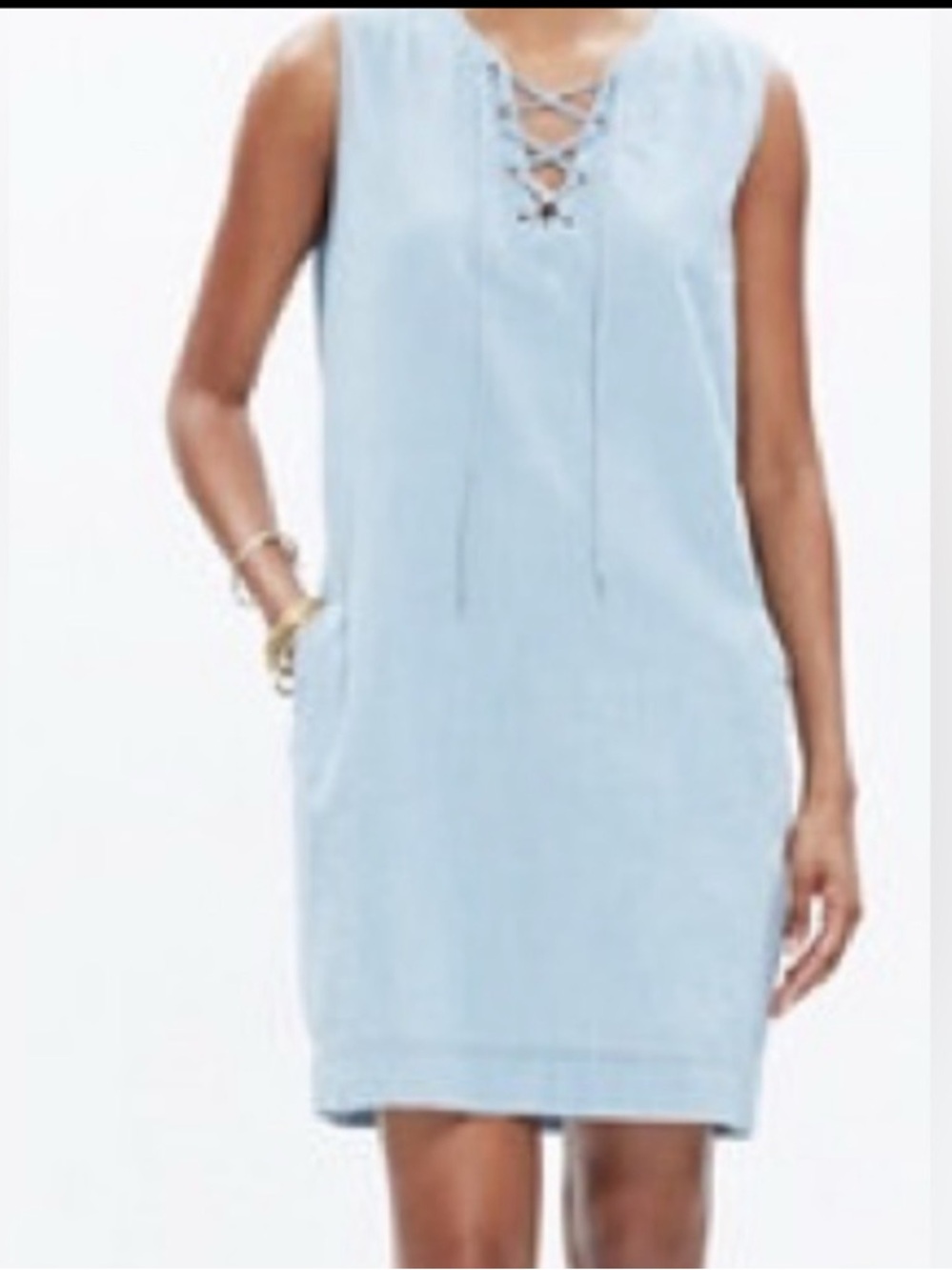 Madewell Lace-Up Denim Mini Dress XS